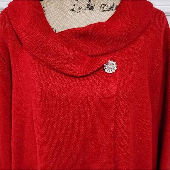 Adrienne Vittadini red wool blend sweater jacket Jackie O 60s style plus size 2X - Picture 2 of 8